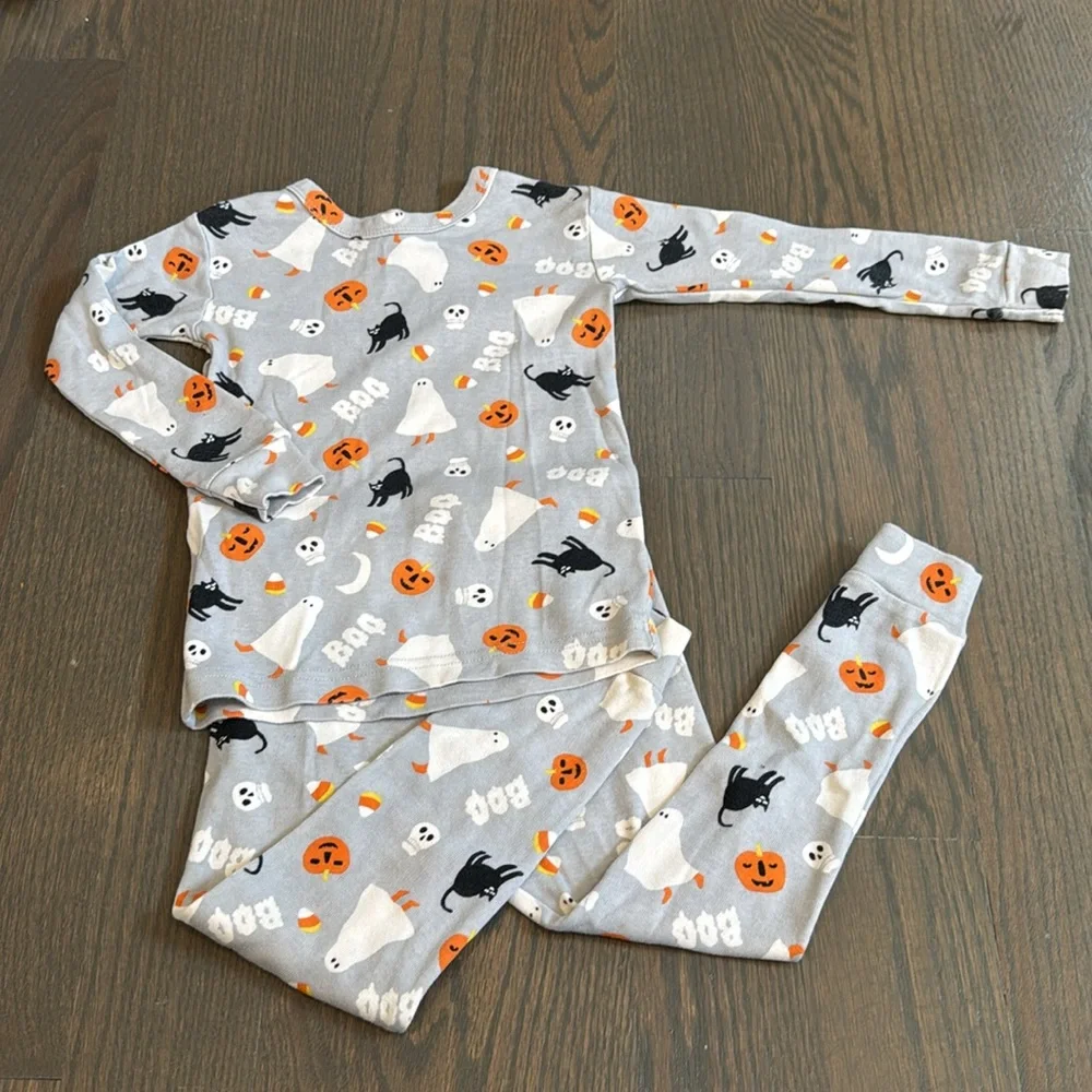 babyGap Organic Cotton Halloween Pajama Set | Pumpkin Ghost Cat | 18-24M